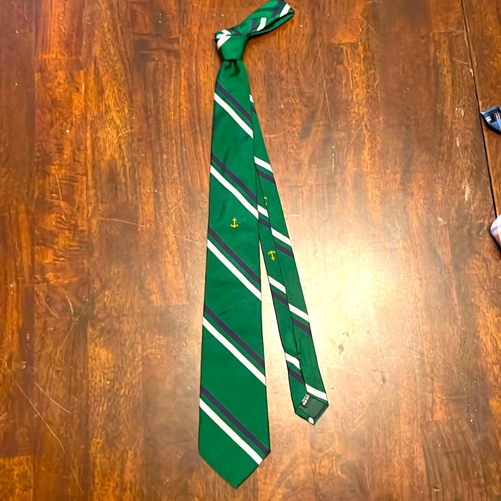 J. Crew Silk Stripe Tie with Anchor Detail